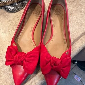 Red Tory Burch leather flats